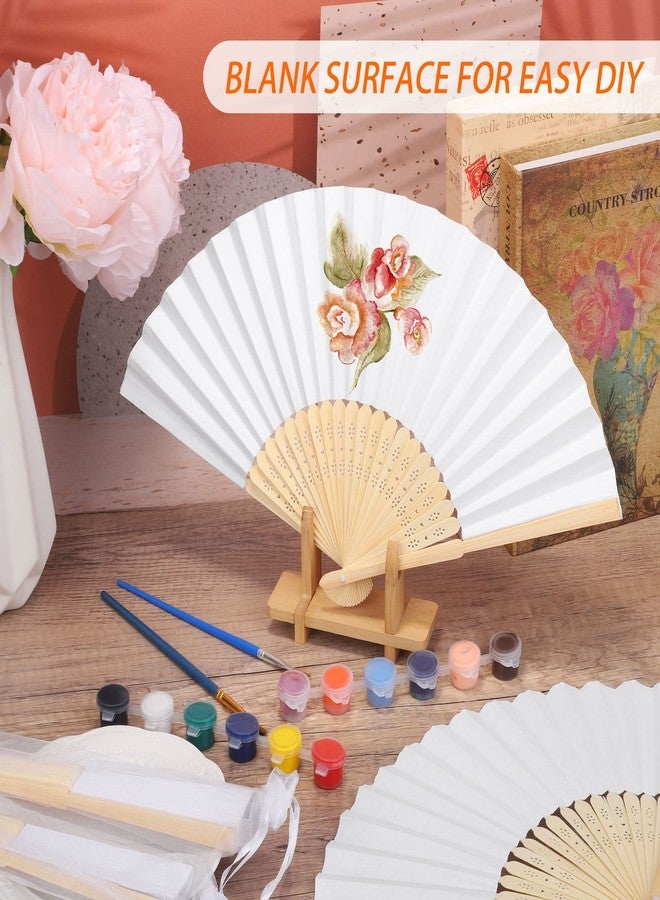 Aodaer 72 Pieces White Folding Fans with Organza Bags Paper Folding Fans DIY Paper Hand Fan Foldable Wedding Fan for DIY Crafts, Wedding Gift, Home Decoration - Image 5